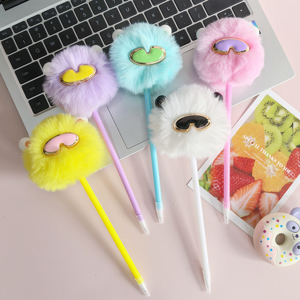 Wholesale glasses rabbit cute plush ballpoint pen