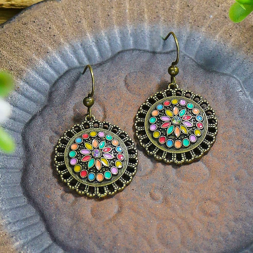 Wholesale Bohemian Ethnic Geometric Drop Earrings Zinc Alloy Fashion Accessory for Boutique Resale