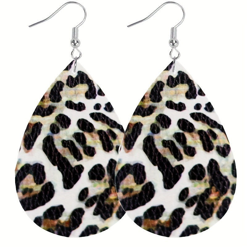 Wholesale Leopard Print Cow Pattern Women's Leather Earrings