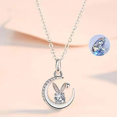 Wholesale 925 sterling silver moon rabbit necklace