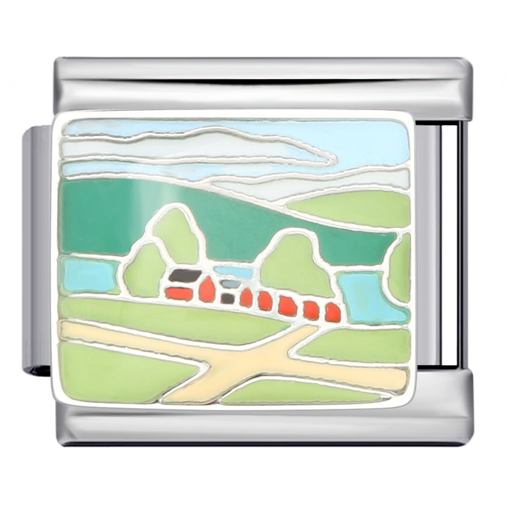 Wholesale Italian Charm Bracelet Gold Plated Oil Drop DIY WeldingStainless Steel Composable Bracelet