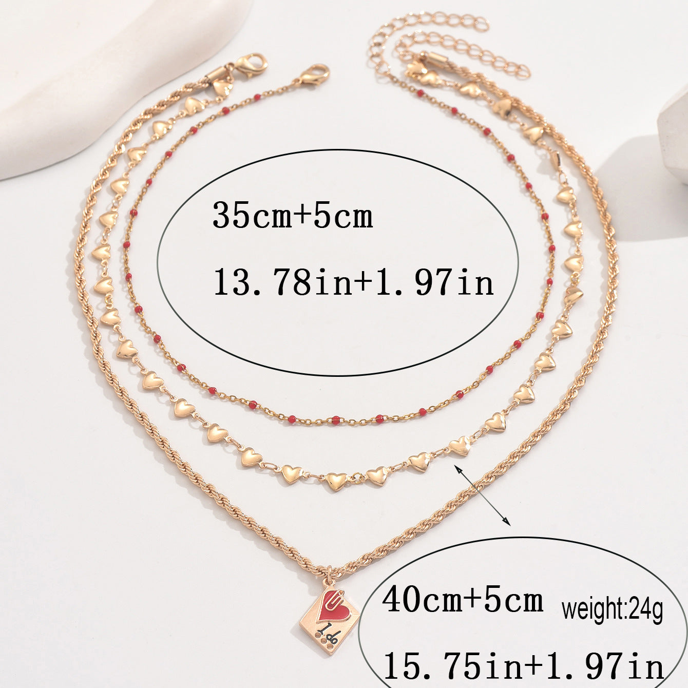 Wholesale Oil Dripping O-Shaped Chain  Heart Necklace