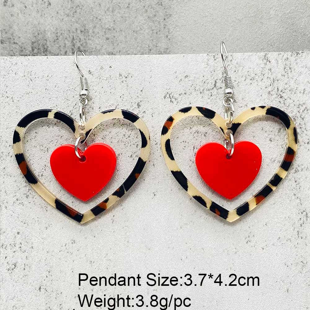 Wholesale Valentine's Day Leopard Heart Earrings