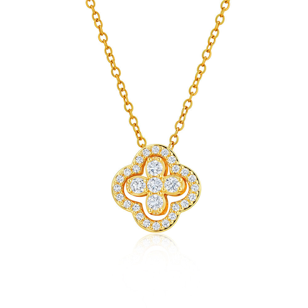 Wholesale Stylish Four Leaf Clover Necklace Gold Electroplated Pendant Everyday Wear Jewelry Accessory For Boutique Resale