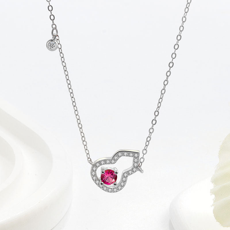 Wholesale S925 Sterling Silver Plated 18K Gold Hollow Gourd Shape Pendant Necklace