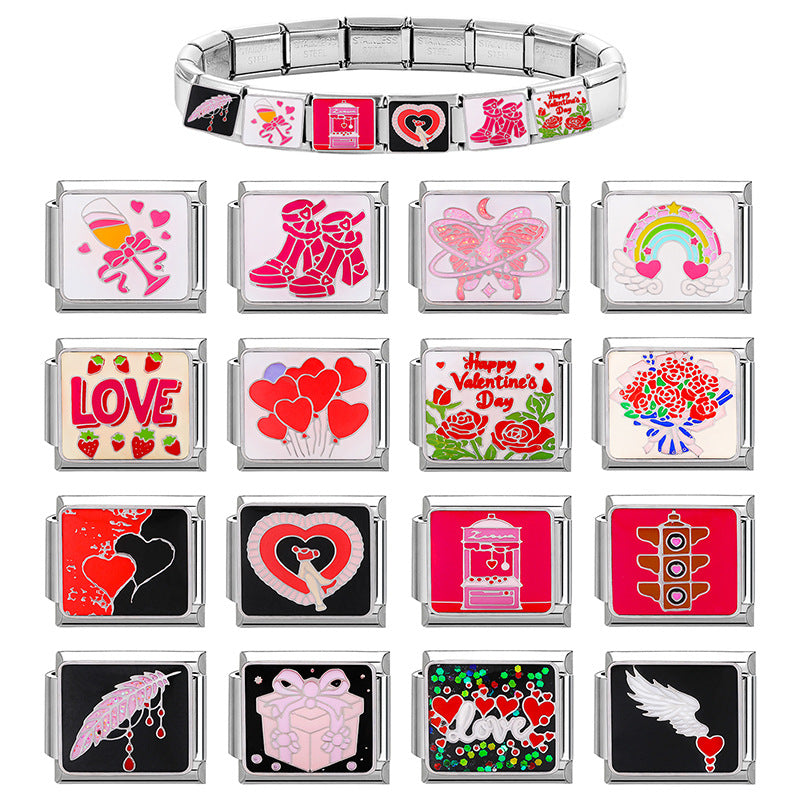 Bracelet de charme italien en gros 9 mm DIY SPLICATION BRACILE DE Valentin en acier inoxydable