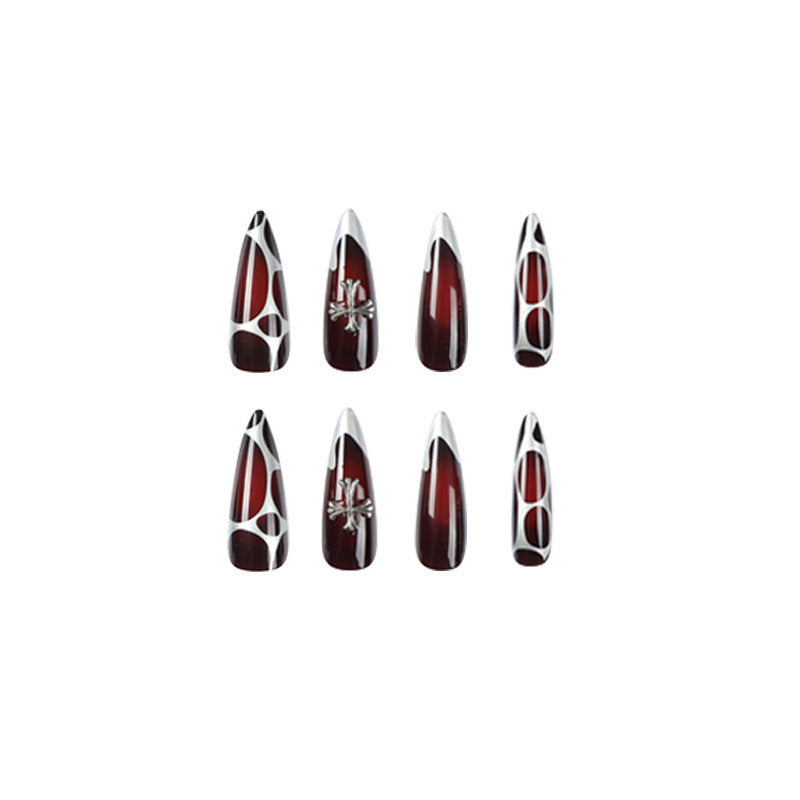 Wholesale 24 Pieces/box Cross Manicure Press-on Nails Kits Ballet Nails Nail Stickers ACC-NS-SanWei004