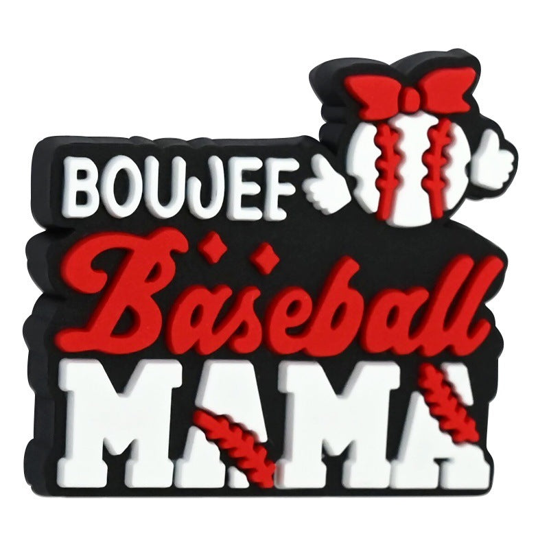 Wholesale 100pcs randomly Baseball series PVC soft rubber double-sided perforated cartoon bead ornaments