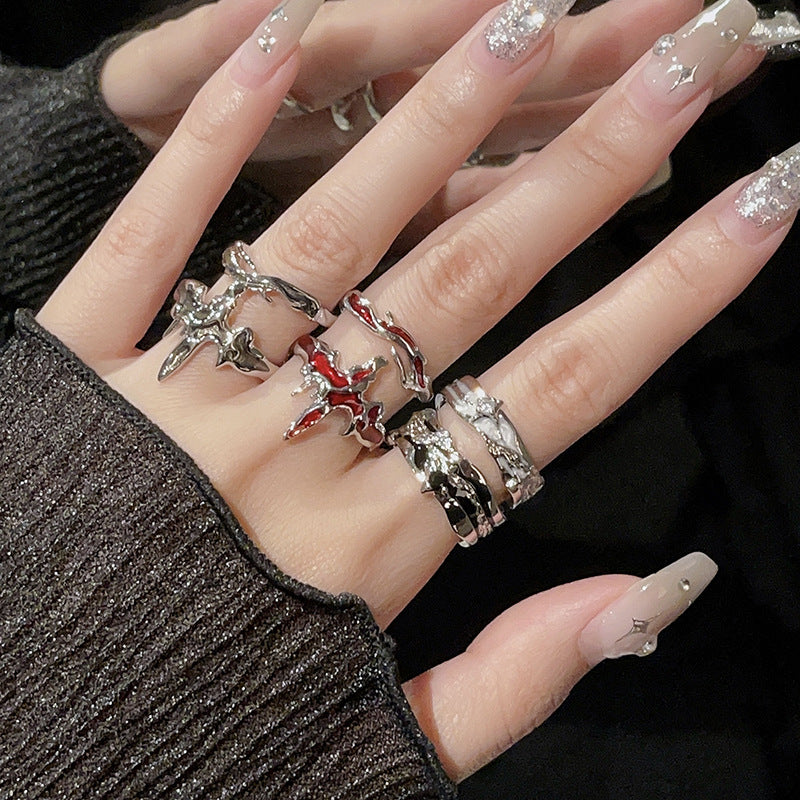 Wholesale Enamel Folds Irregular Retro Stacking Open Ring Adjustable Rings ACC-RS-JiuHao012