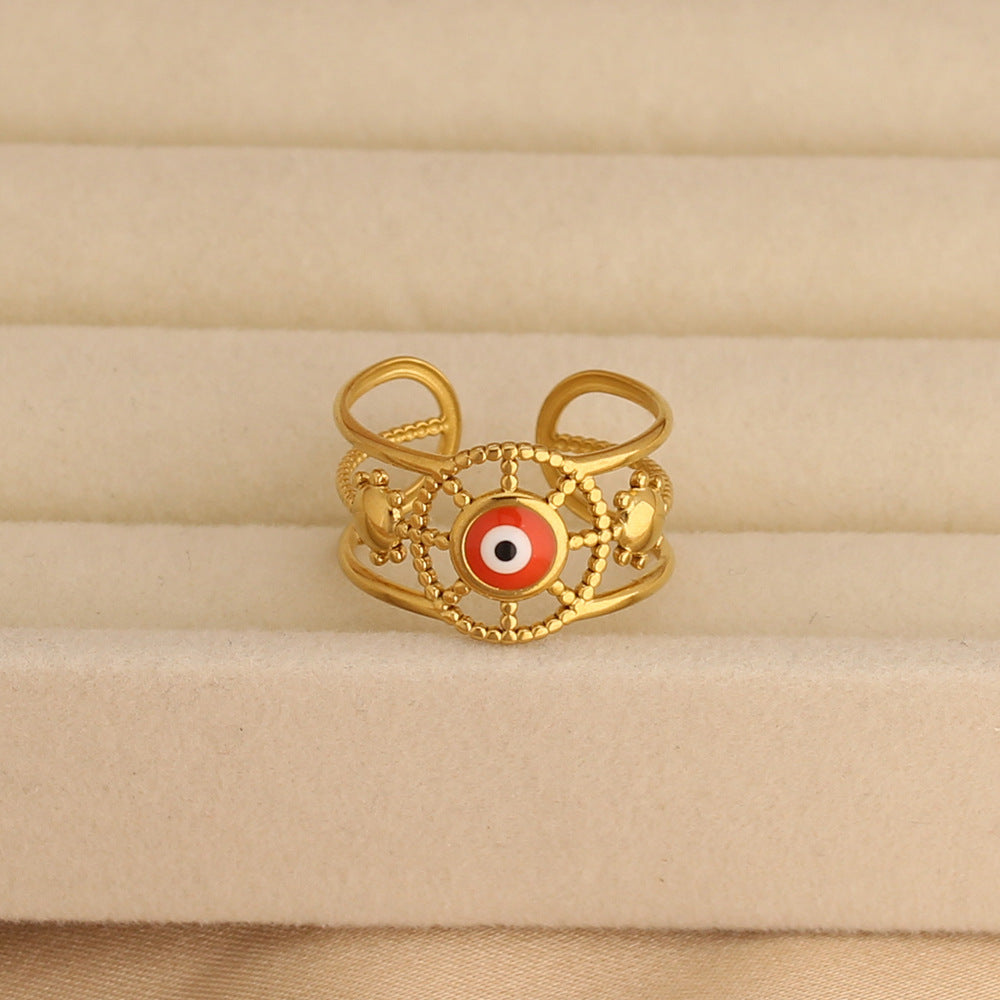 Wholesale Stainless Steel Electroplated Open Adjustable Ring with Starfish Design Women' s Fashion Accessory Gift