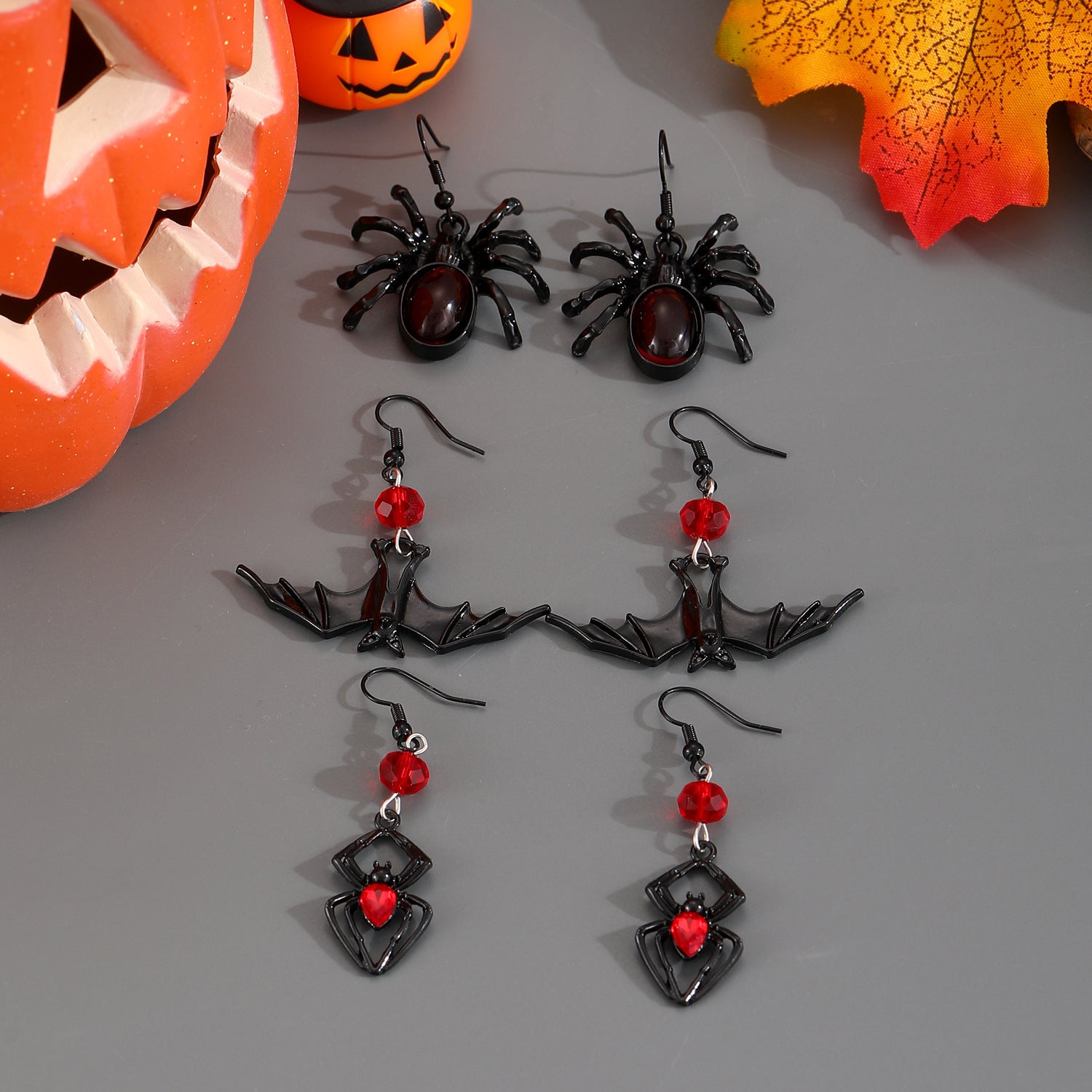 Wholesale Gothic Bat  Pendant Earrings Zinc Alloy Electroplated Glossy Black for Women' s  Jewelry Accessory