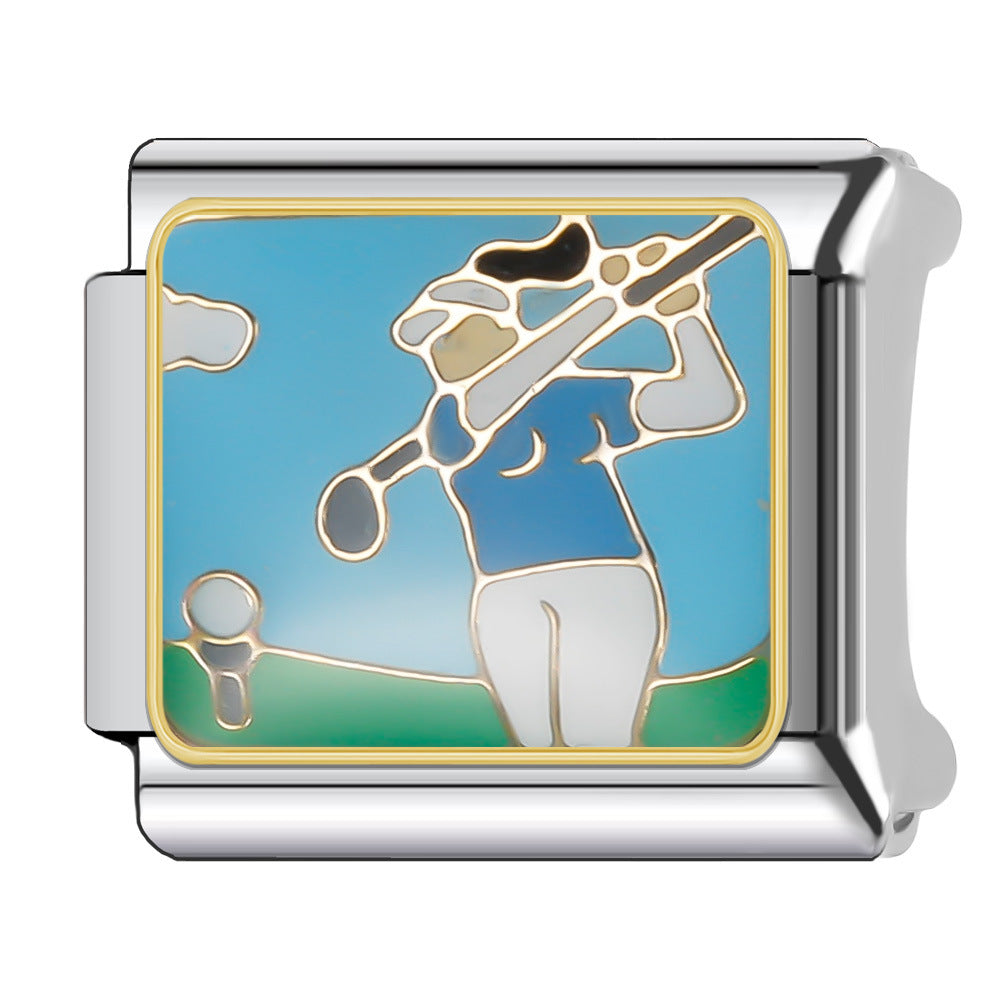 Wholesale Italian Charm Bracelet 9mm DIY Splicing Leisure Sports Stainless Steel Composable Bracelet