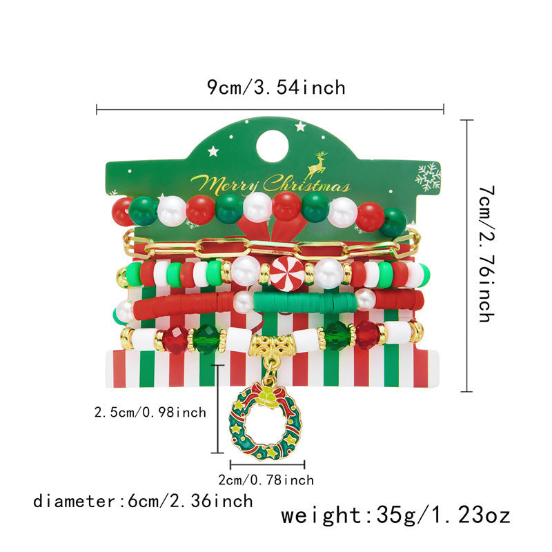 Wholesale Christmas Tree Bell Soft Clay Paper Card Bracelet Set