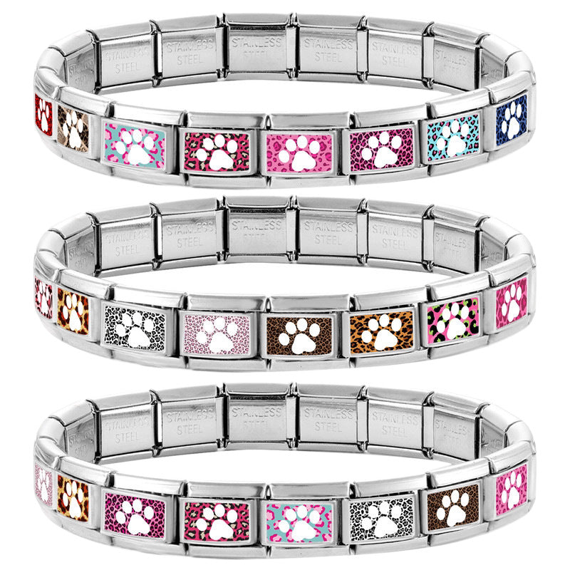 Wholesale Fashion Accessory Stainless Steel Cat Paw Leopard Print DIY Bracelet Module Charm For Jewelry Making And Boutique Resale
