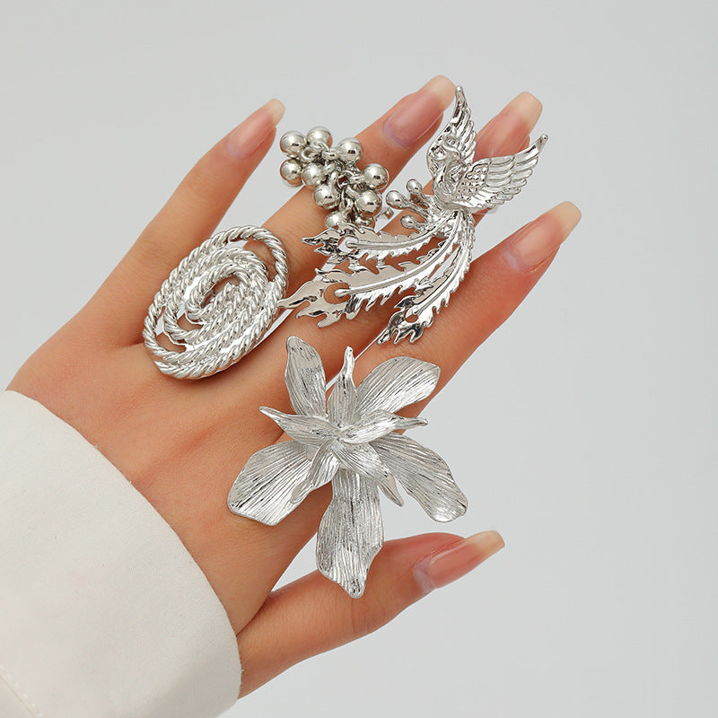 Wholesale  personalized five-petal flower three-dimensional flower opening ring
