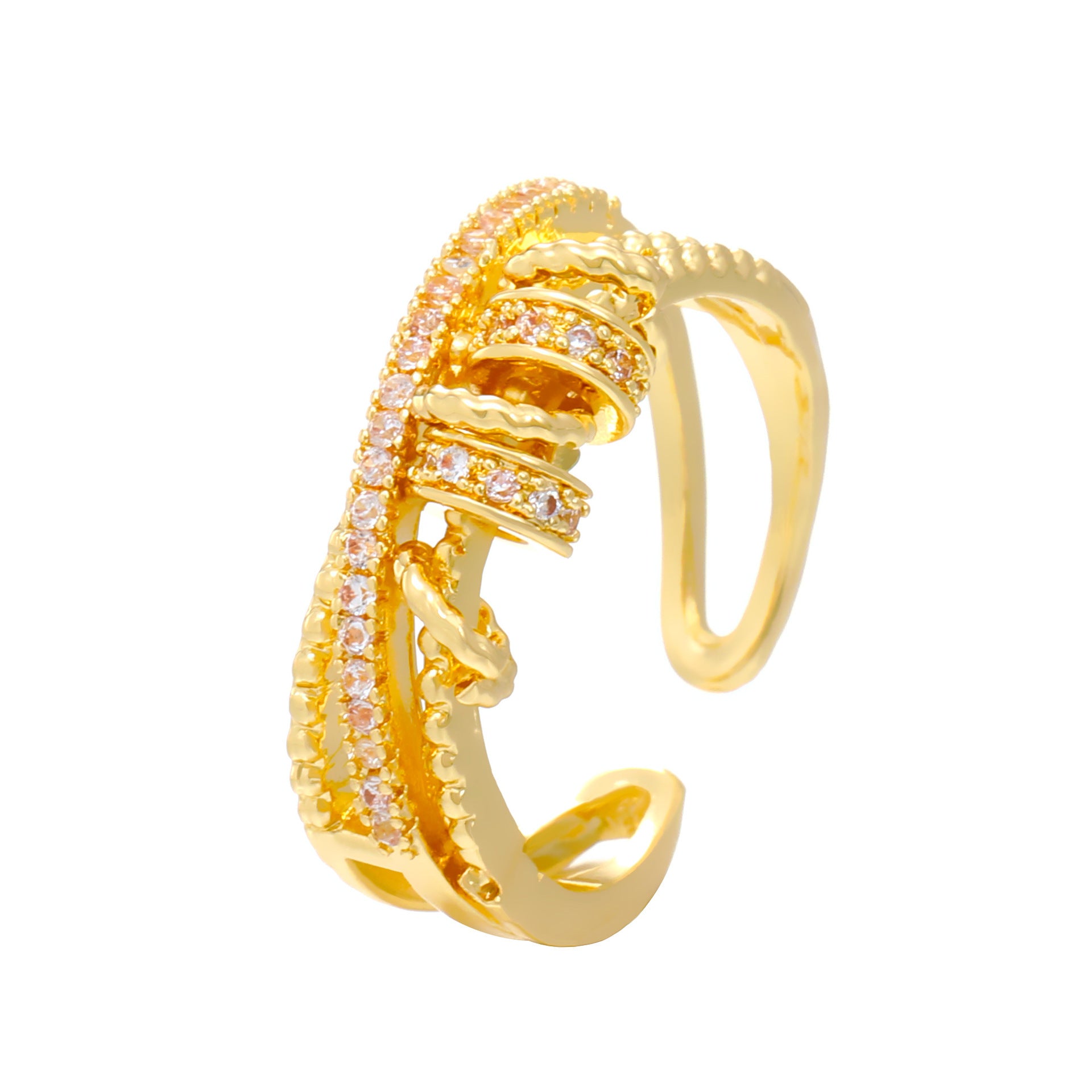 Wholesale zircon worry-free multi-layer  opening adjustable  ring