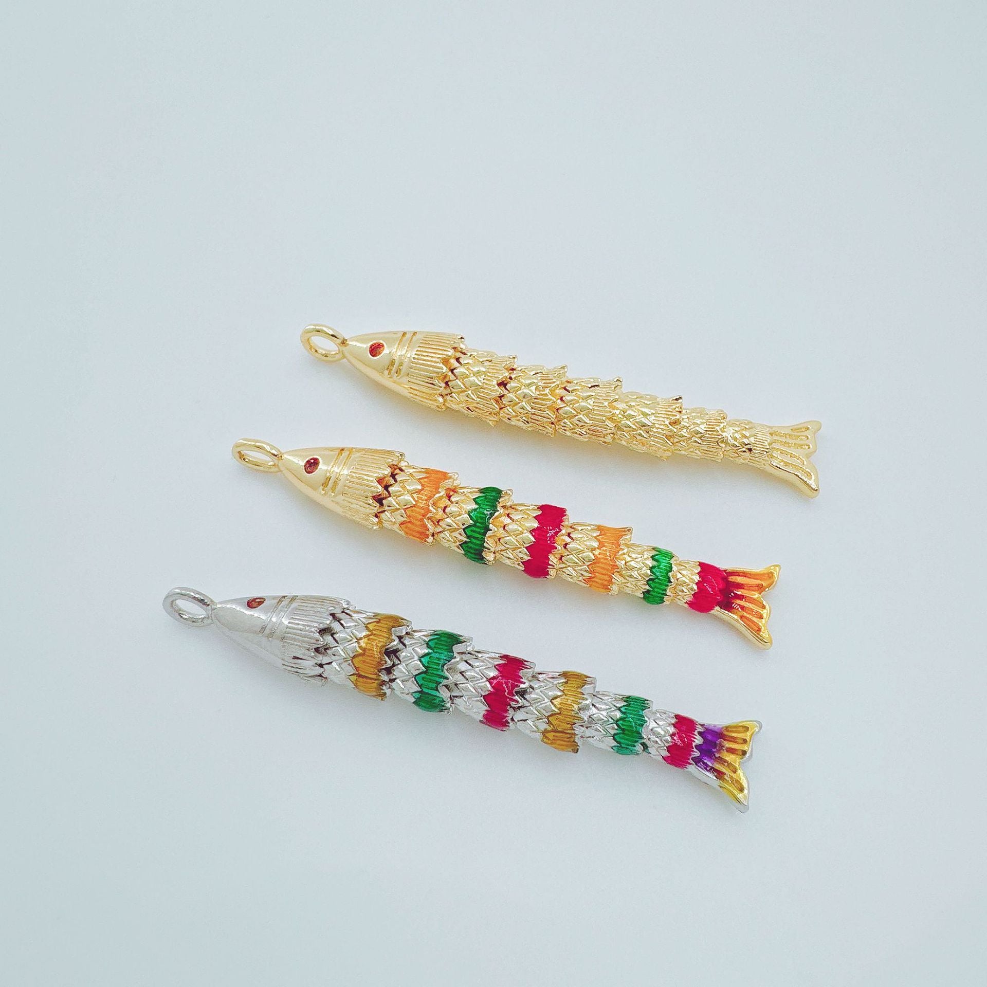 Wholesale Electroplated Copper Colorful Koi Fish Necklace Ocean Series Jewelry Accessory