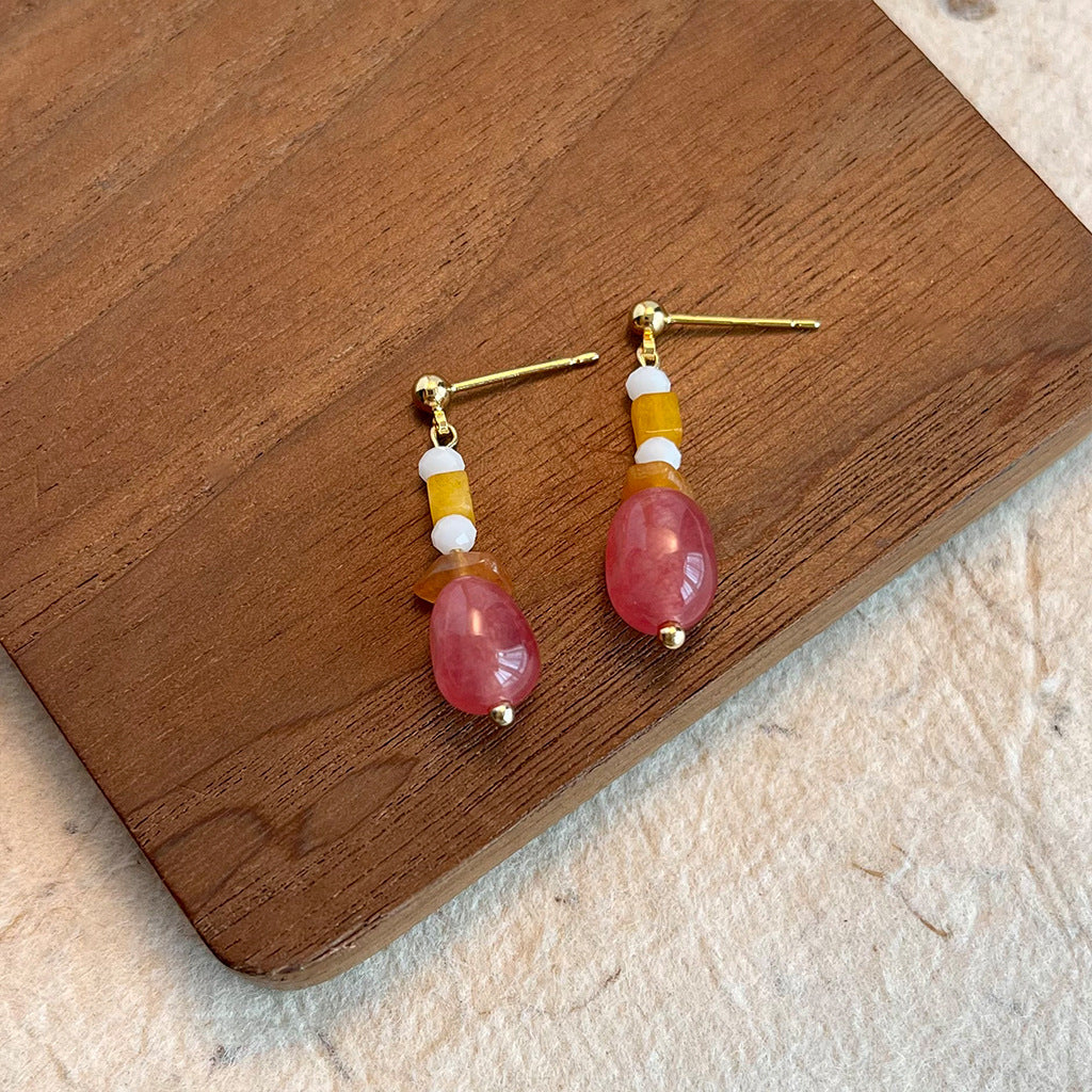 Wholesale  ethnic style natural stone beaded earrings