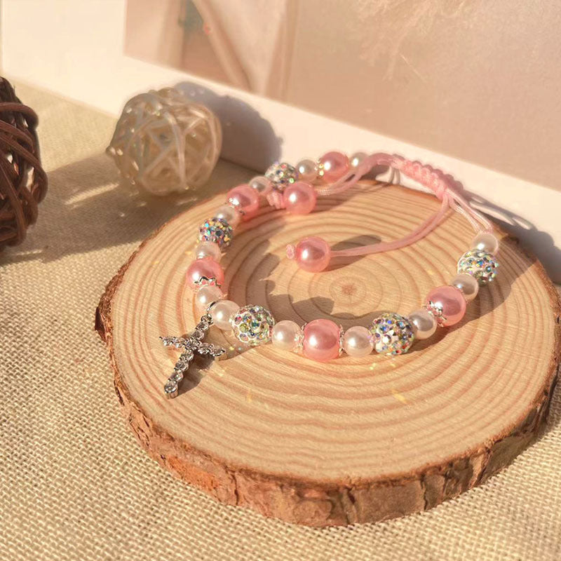 Wholesale Colorful Gradient Shell Beaded Bracelets Diamond Pendant Beaded Handmade Braided Chain ACC-BT-Yima009