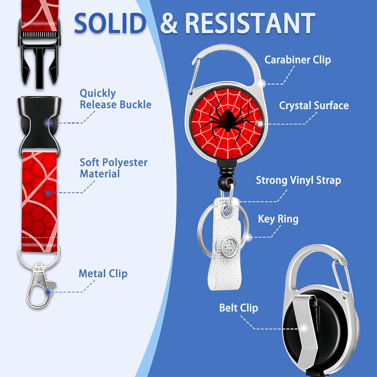 Wholesale  Web Style Badge Holder with Detachable Lanyard,  Stylish Epoxy Buckle Design,  Fashion Accessory for Everyday Use