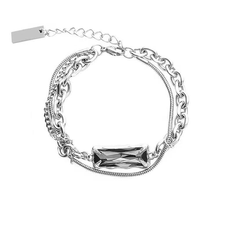 Wholesale Gray Diamond Titanium Steel Bracelet for Everyday Wear Jewelry Accessory