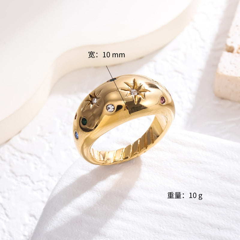 Wholesale Zircon Ring 18K Gold Plated Stainless Steel Ring ACC-RS-LR003