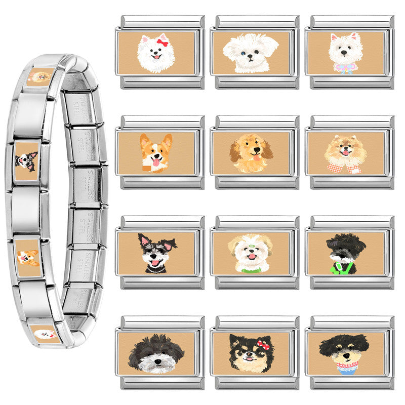 Wholesale Puppy DIY Modular Bracelet Stainless Steel Electroplated Chic Jewelry Accessory