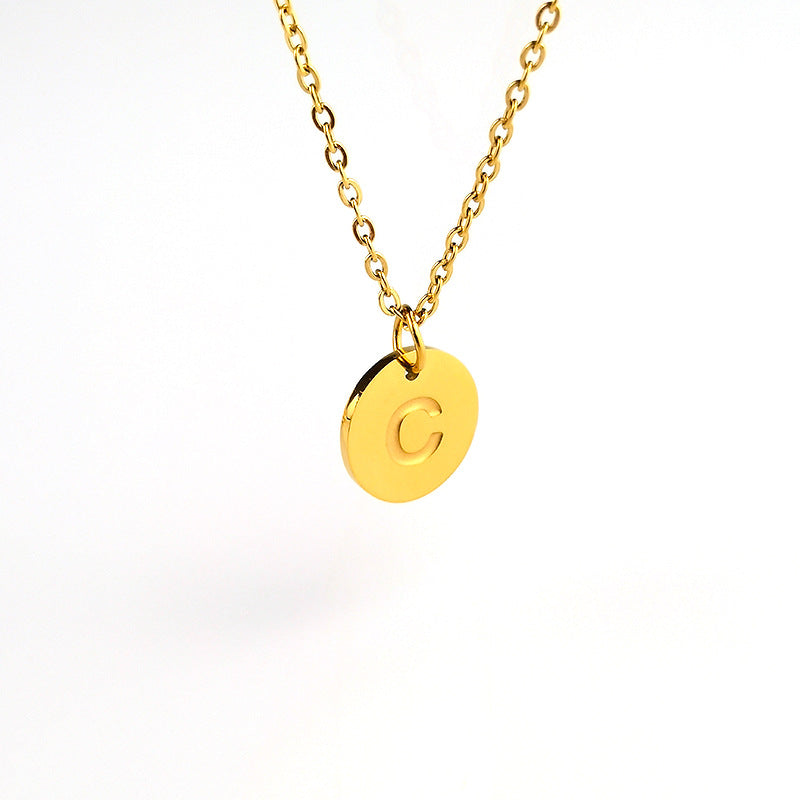 Wholesale Stainless Steel Polished 18K Gold Letter Necklaces ACC-NE-GuDi017