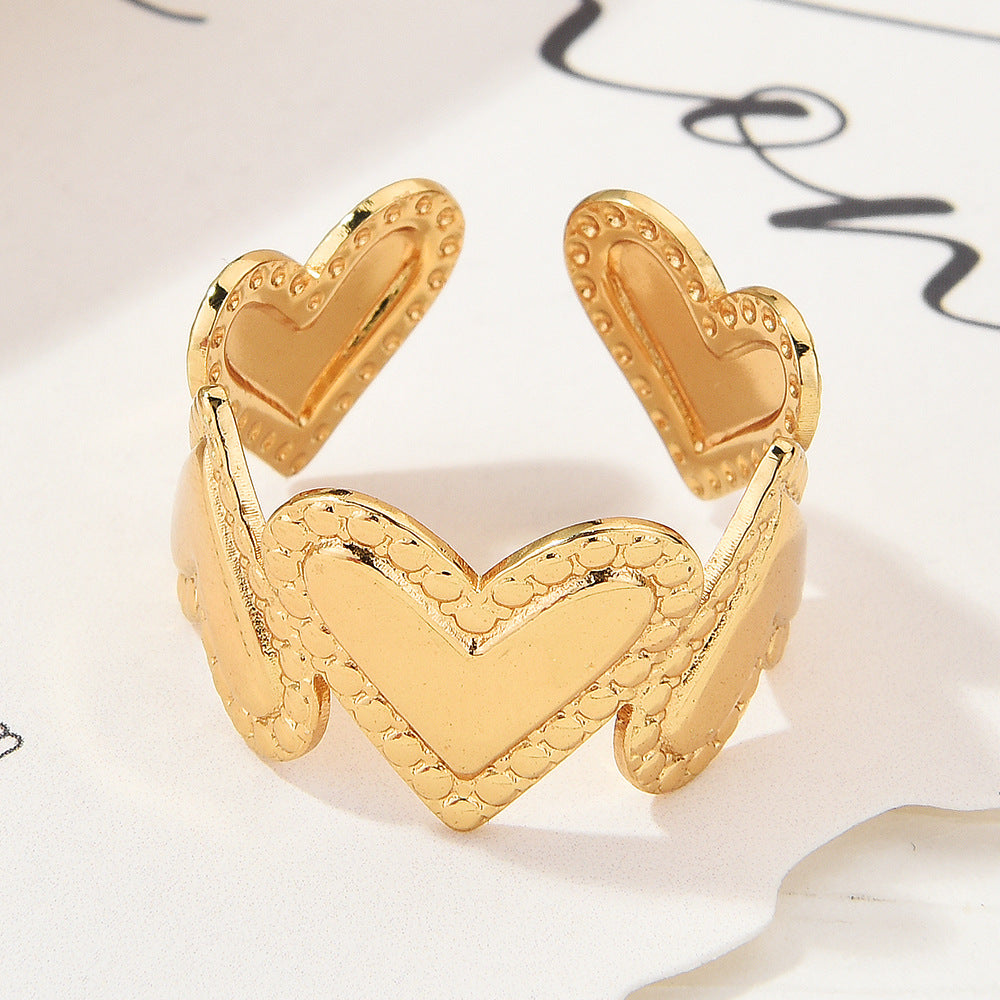 Wholesale Gold Plated Titanium Steel Geometric Eye Adjustable Ring Boutique Resale