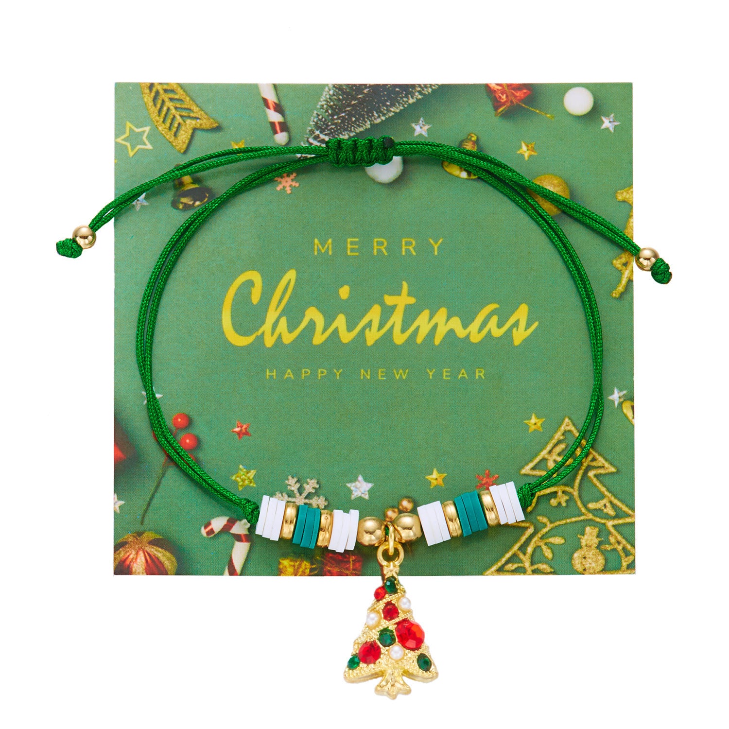 Wholesale Christmas colorful woven  elk gloves soft clay paper card bracelet