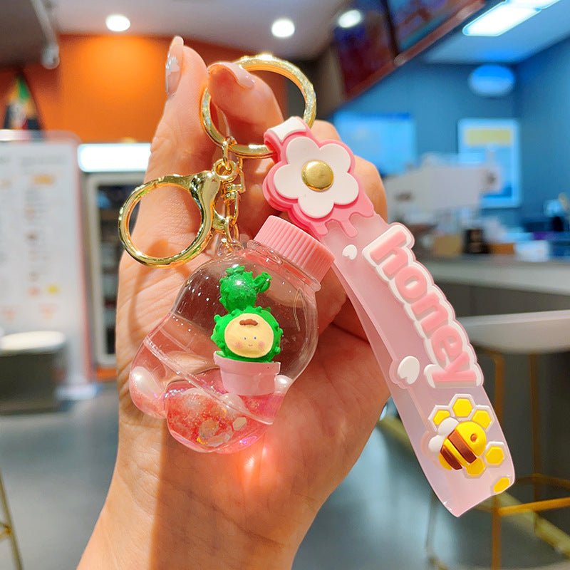Wholesale Quicksand Acrylic Cactus Keychain
