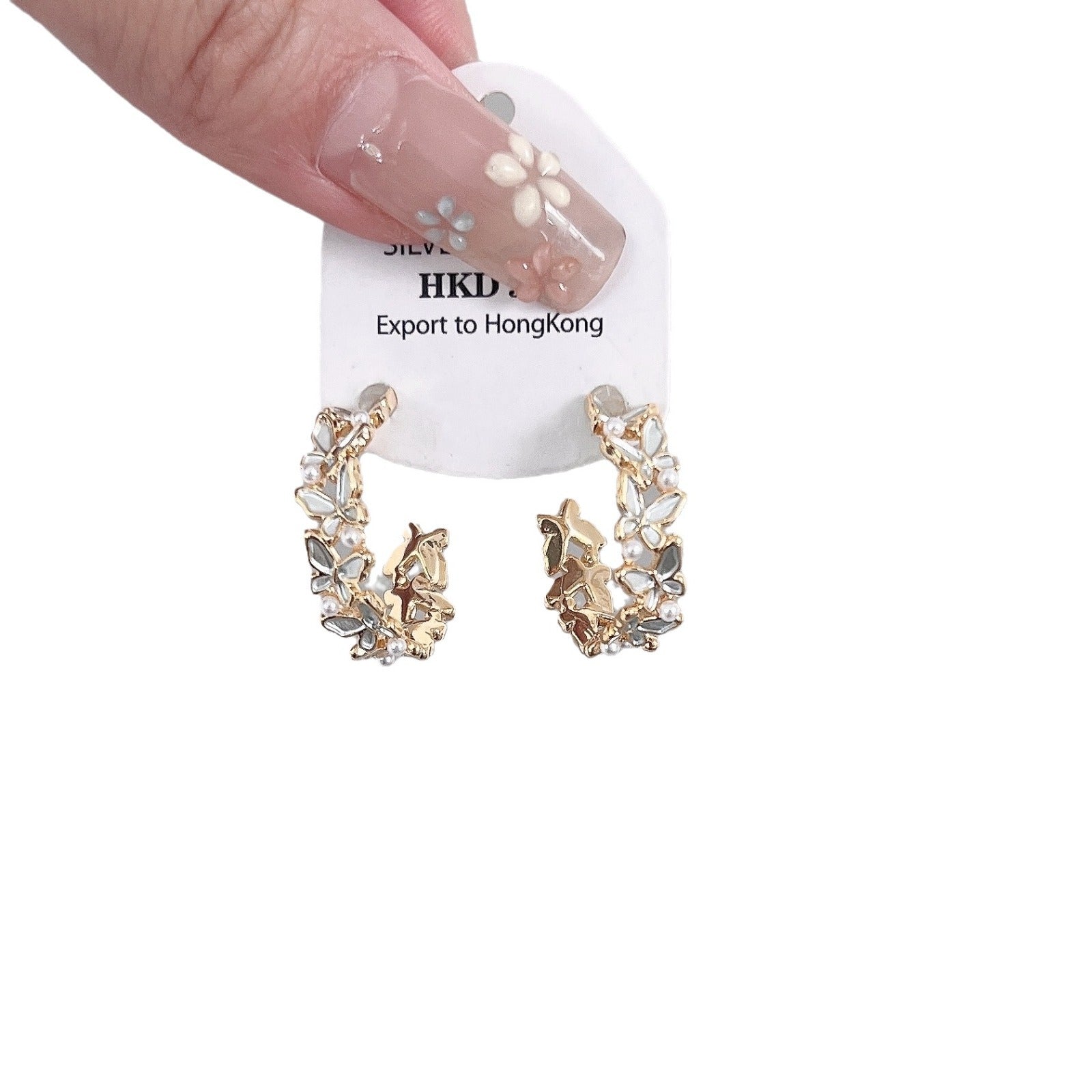 Wholesale Smart Pearl Butterfly Arc Earrings ACC-ES-ZhiRui007
