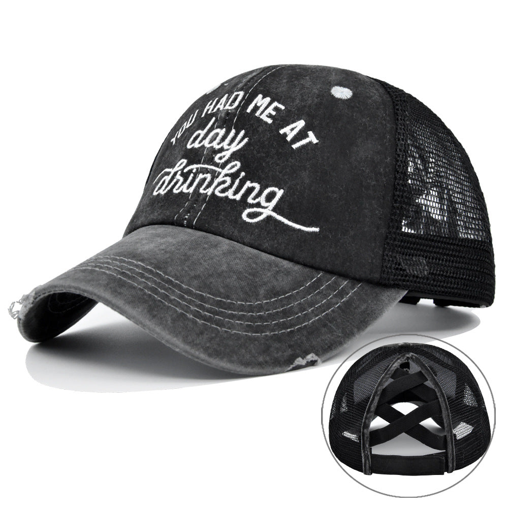 Wholesale Embroidered Hat Baseball Cap Three-dimensional Peaked Cap Cross Ponytail ACC-HT-DeXun001