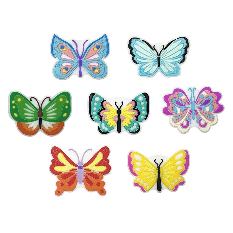 Wholesale Random 10pcs Cartoon Butterfly PVC Soft Glue Focal Beads DIY Beaded Pen Accessories