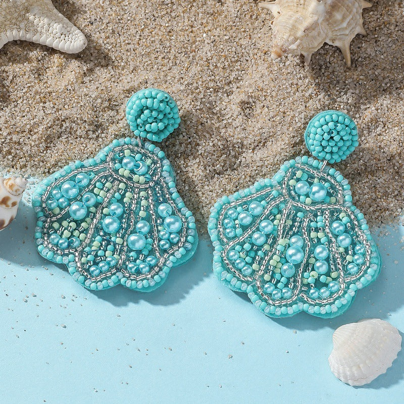 Wholesale Ocean Beach Starfish Seahorse Shell Rice Bead Earrings