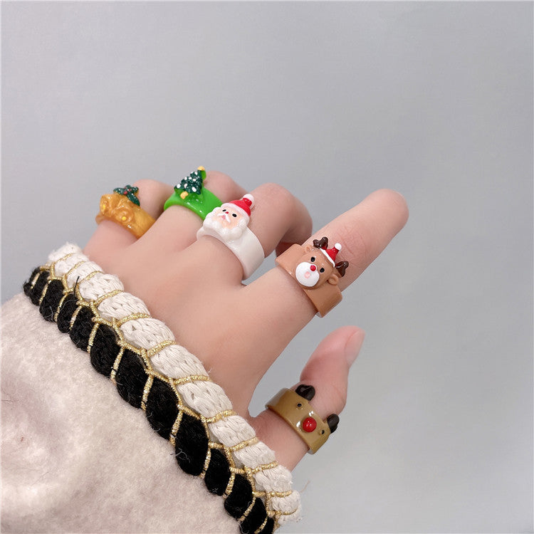 Wholesale Christmas Tree Christmas Gifts Christmas Resin Rings ACC-RS-Weiw002