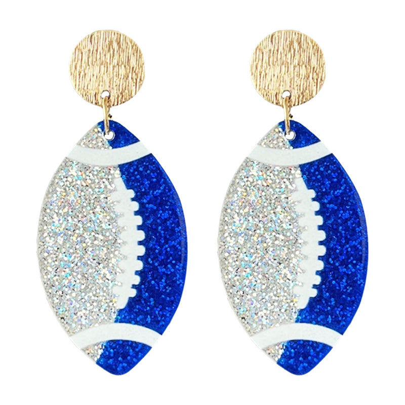 Wholesale  source football soccer color contrast fashion ladies shiny acrylic earrings