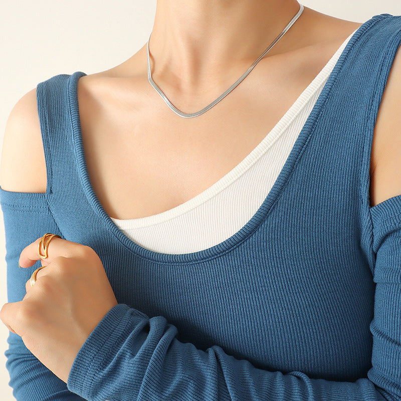 Wholesale Titanium Steel Electroplated Snake Bone Chain Necklace Bracelet Jewelry Set Modern Niche Design for Women