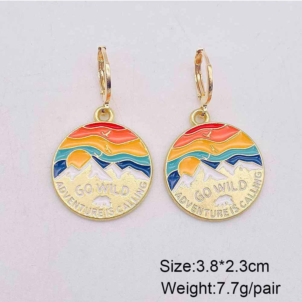 Wholesale City Architecture Scenery Earrings Alloy Oil Drop Pendant Earrings Acrylic Earrings ACC-ES-Chengy002
