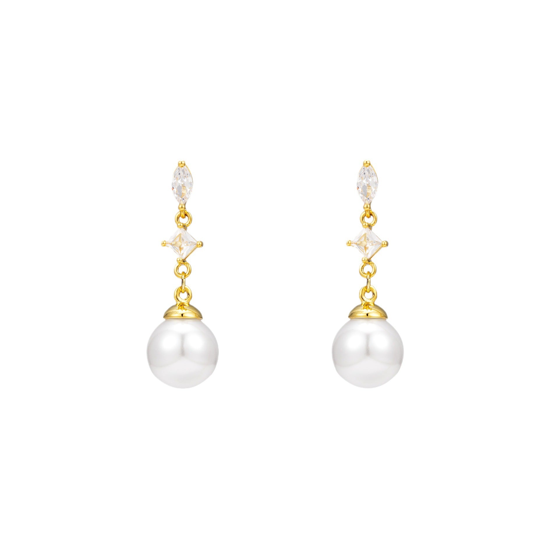Wholesale Silver needle inlaid zircon pearl earrings