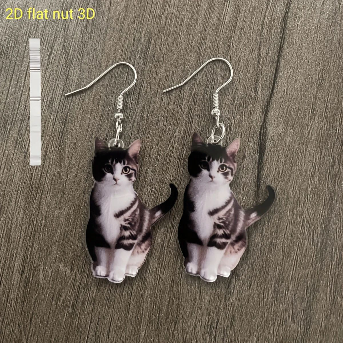 Wholesale Black and White Cat Animal Flat Acrylic Earrings