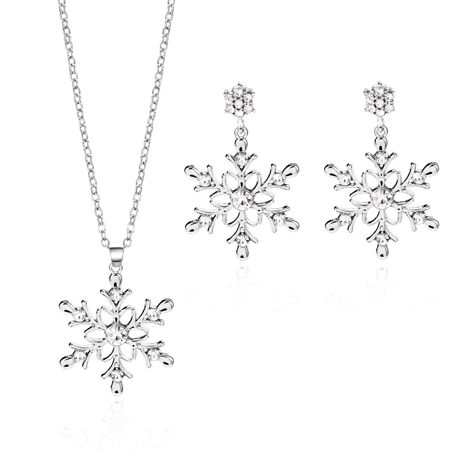 Wholesale Christmas Snowflake Pearl Winter Christmas Snowflake Necklace Earring Set