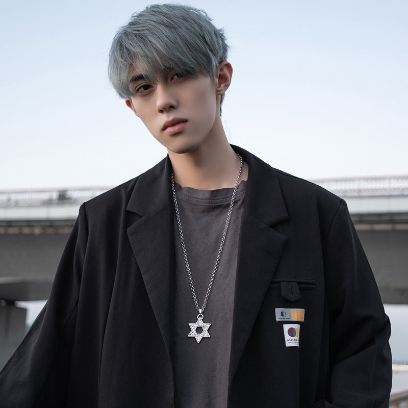 Wholesale Titanium Steel Long Necklace Men's Sweater Chain ACC-NE-Meihun009