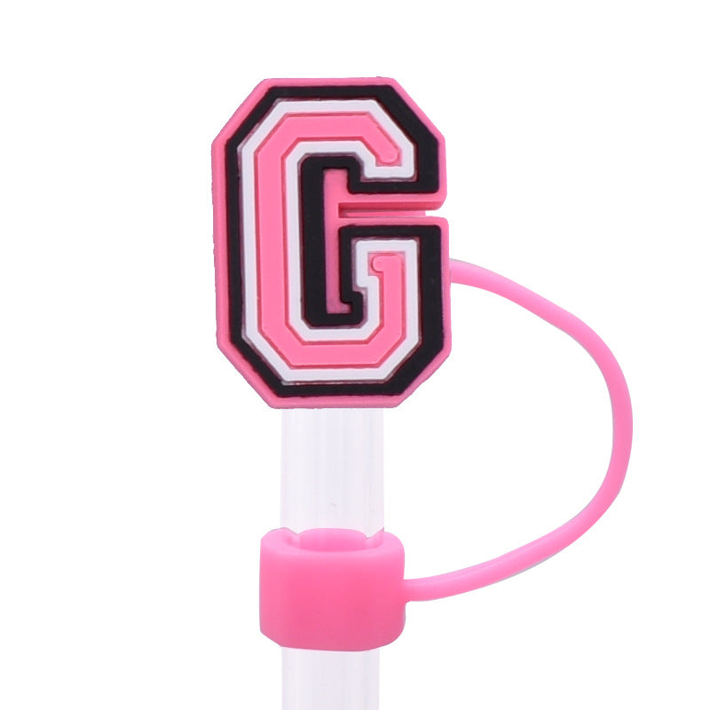 Wholesale Random 100pcs Pink letter cartoon Straw Cover Straw Tube Cap