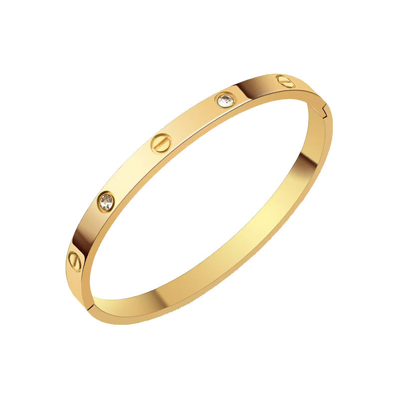 Wholesale Titanium Steel Open Bracelet with Diamond Pattern for Everyday Wear Jewelry Accessory