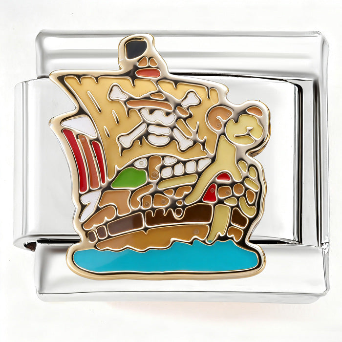 Wholesale Italian charm bracele handmade graffiti art color patchwork stainless steel bracelet