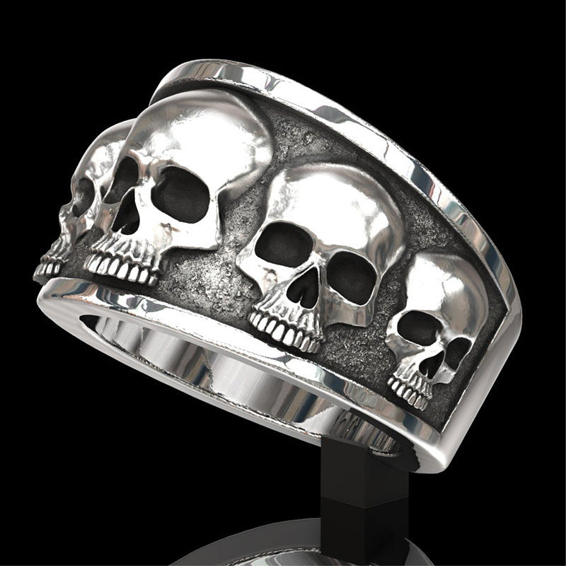 Wholesale Retro Dark Punk Skull Men' s Ring