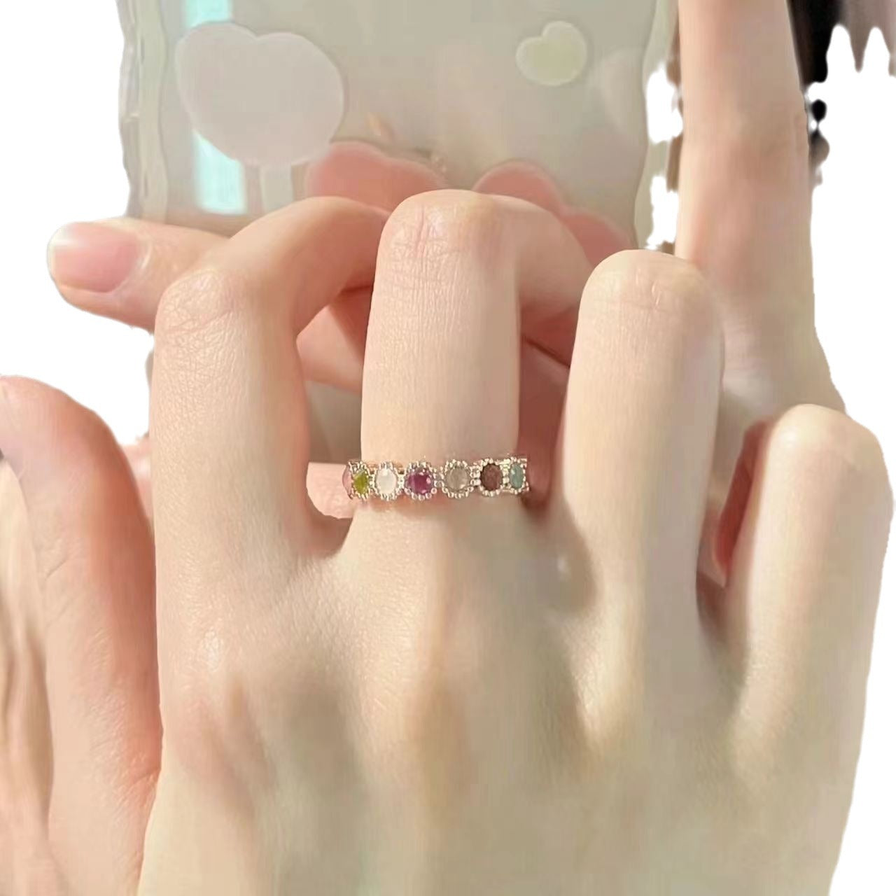 Wholesale Modern Rainbow Ring Alloy Electroplated Chic Jewelry Accessory For Women Gift