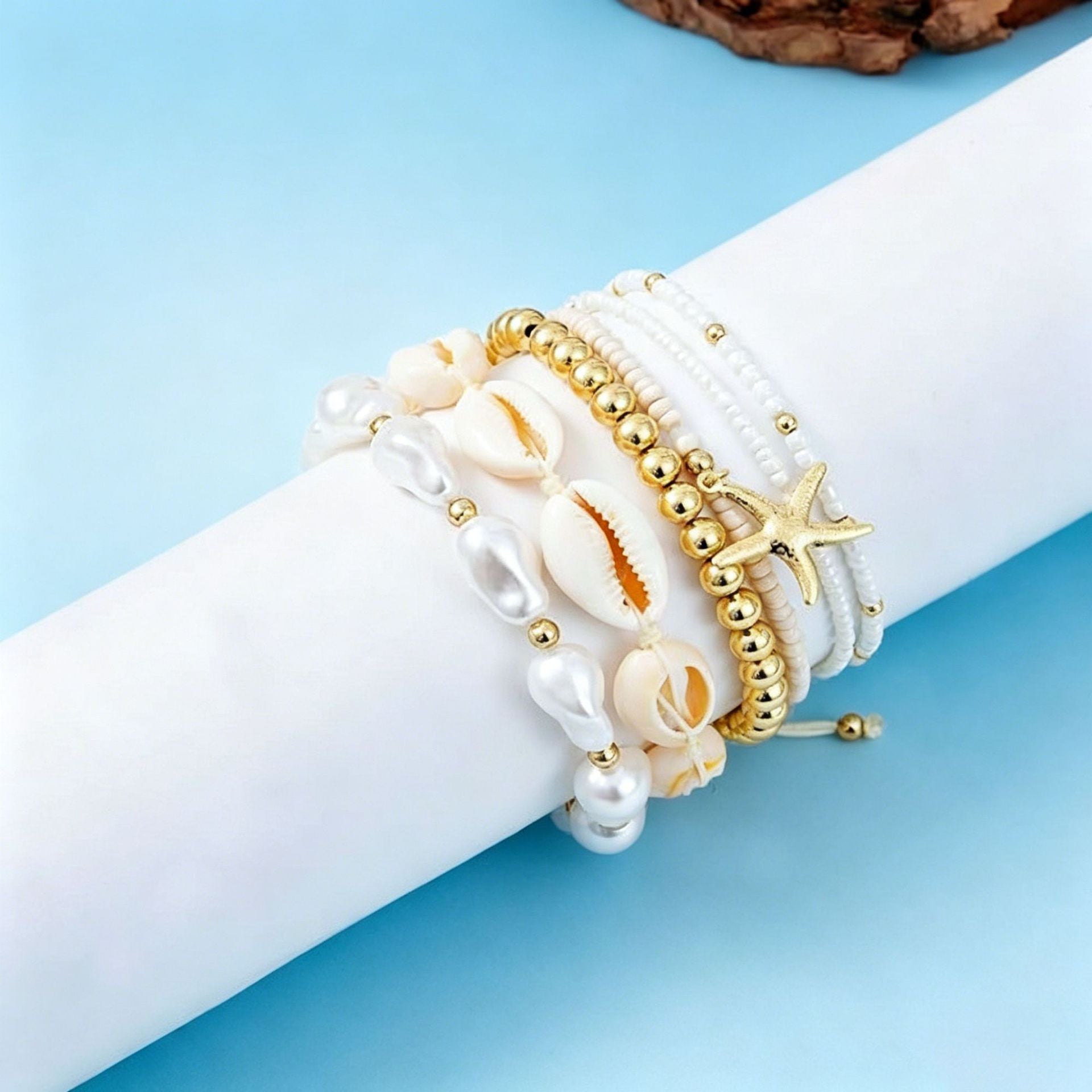 Wholesale Plastic Resin Handmade Bracelet Set 6 Pieces Seaside Resort Style Chic Jewelry Accessory for Women Gift