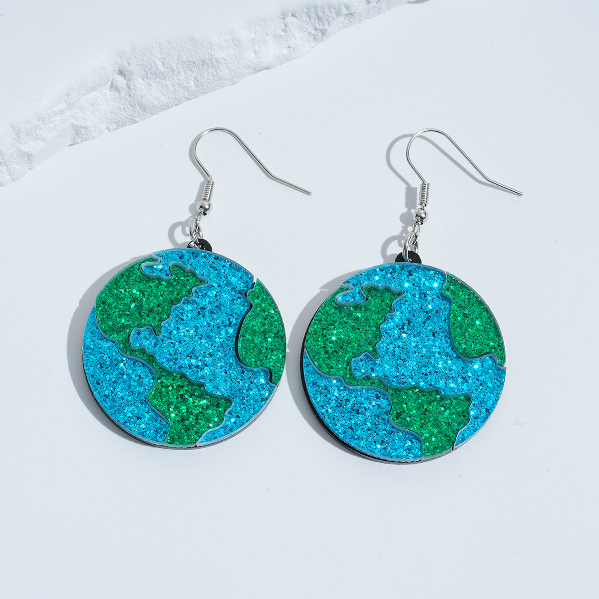 Wholesale  earth environmental protection glitter acrylic round ladies earrings